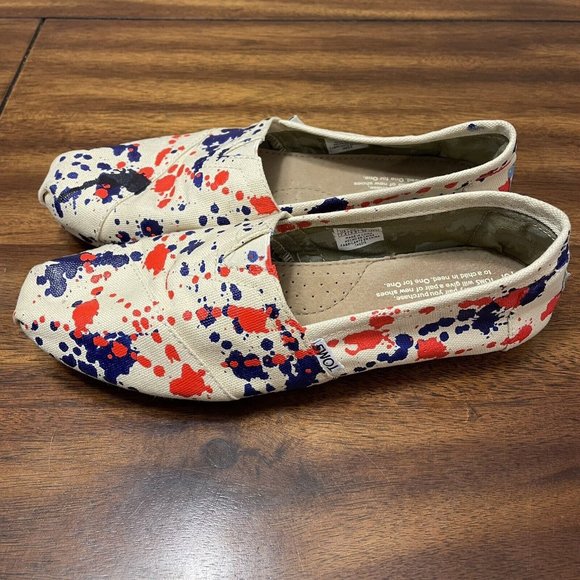 Paint Splatter TOMS Canvas Slip-On Shoes Size 7.5 Women’s - Picture 2 of 8
